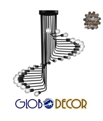 GLOBOSTAR® STAIRS 01024 Μοντέρνο Φωτιστικό Οροφής με Ντουί 26 x E27 AC 220-240V IP20 - Μαύρο - Μ80 x Π80 x Υ95cm